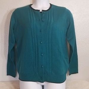 Bedford Fair Cardigan and Sweater Set Teal NWOT